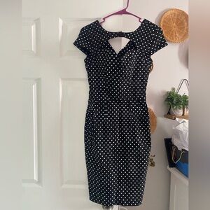 Black and white polka dot hell bunny wiggle dress small